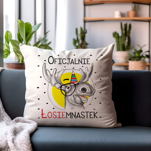 PODUSZKA UPOMINEK URODZINY ŁOSIEMNASTEK ŁOŚ ŚMIESZNE