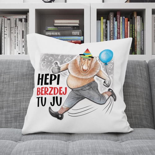PREZENT URODZINY PODUSZKA NOSACZ ON HEPI BERZDEJ TU JU