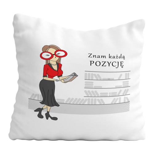 UPOMINEK PODUSZKA PREZENT ZAWÓD KOBIETA BIBLIOTEKARKA ARCHIWISTKA