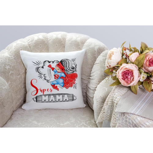 UPOMINEK PODUSZKA PREZENT ŚWIĘTO DLA MAMY TEŚCIOWEJ KOBIETA SUPER MAMA DZIEŃ MATKI ZABAWNE