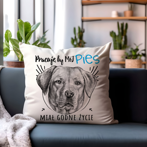 Poduszka Prezent Pies Rasa LABRADOR pracuję by