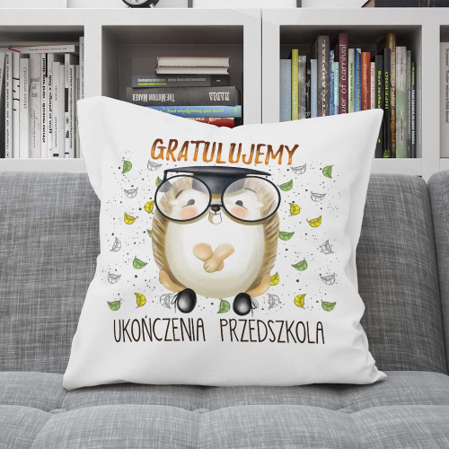 PODUSZKA PREZENT NA ZAKOŃCZENIE PRZEDSZKOLA ZWIERZĘTA JEŻYK GRATULACJE DZIECKO