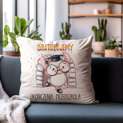 PODUSZKA PREZENT NA ZAKOŃCZENIE PRZEDSZKOLA ZWIERZĘTA MYSZKA GRATULACJE DZIECKO