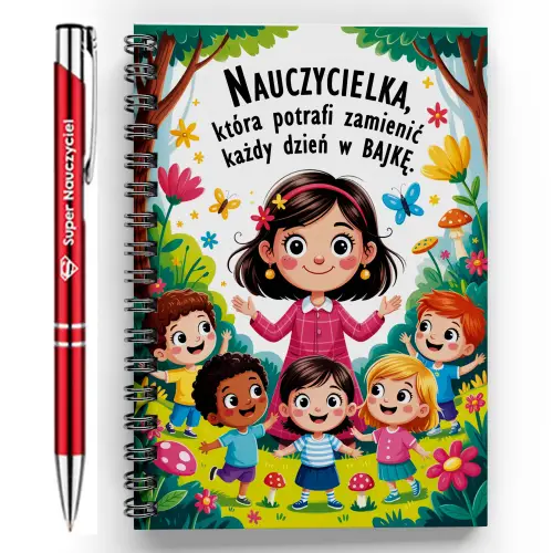 Prezent NAUCZYCIELA Koniec Roku NOTES + DŁUGOPIS DO SZKOŁY PRZEDSZKOLE