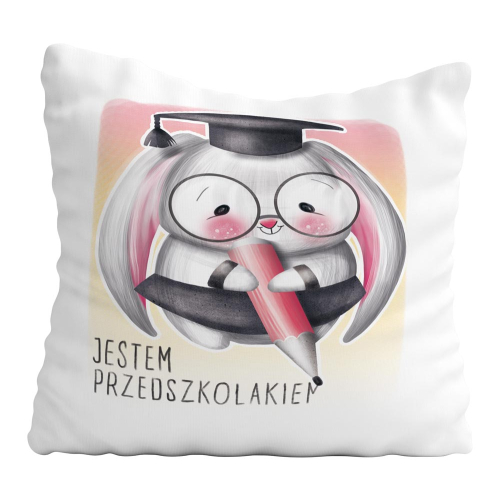 PODUSZKA PREZENT NA ZAKOŃCZENIE PRZEDSZKOLA KRÓLIK RÓŻ