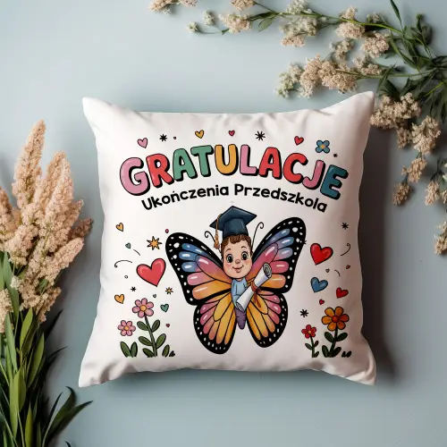 PODUSZKA PREZENT NA ZAKOŃCZENIE ROKU ŻŁOBEK UPOMINEK PRZEDSZKOLE MOTYLKI