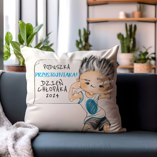 Poduszka Dzień Chłopaka Prezent Personalizacja Imię Klasa Szkoła Uczeń