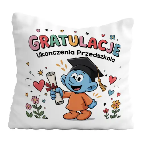 PODUSZKA PREZENT KONIEC ROKU ŻŁOBEK PRZEDSZKOLE SMERF UPOMINEK DLA DZIECKA