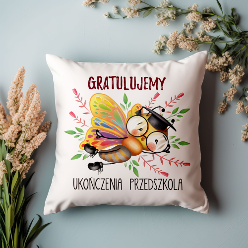 PODUSZKA PREZENT NA ZAKOŃCZENIE PRZEDSZKOLA MOTYLEK GRATULACJE