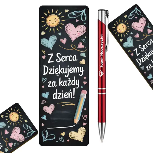 PREZENT ZESTAW DLA NAUCZYCIELA ZAKŁADKA Z DŁUGOPISEM DO KSIĄŻKI SZKOŁA PRZEDSZKOLE