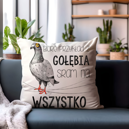 PODUSZKA ŚMIESZNY PREZENT PRACA GOŁĄB SR..M NA WSZYSTKO