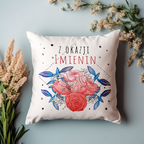 Poduszka Prezent IMIENINY kwiaty