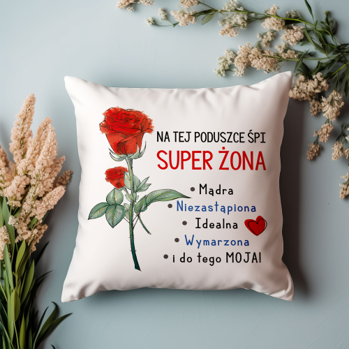 Poduszka Prezent Walentynki SUPER ŻONA