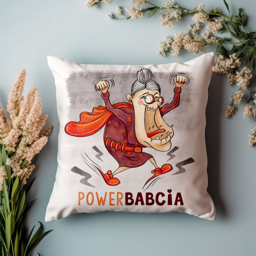 PODUSZKA ŚMIESZNY PREZENT JASIEKDZIEŃ BABCI POWER BABCIA