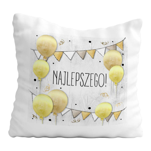 UPOMINEK URODZINY PODUSZKA GIRLANDA I BALONY ŻYCZENIA