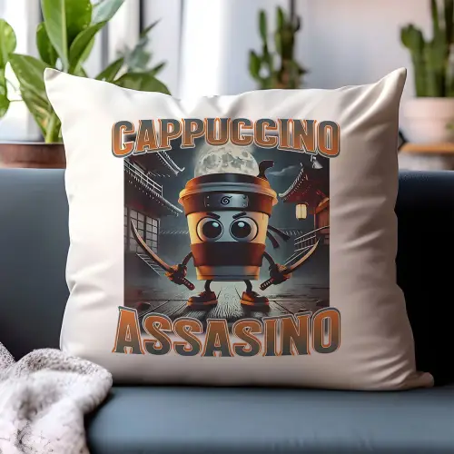 Poduszka Cappuccino Assassino Italian Brainrot Viral Tiktok Prezent