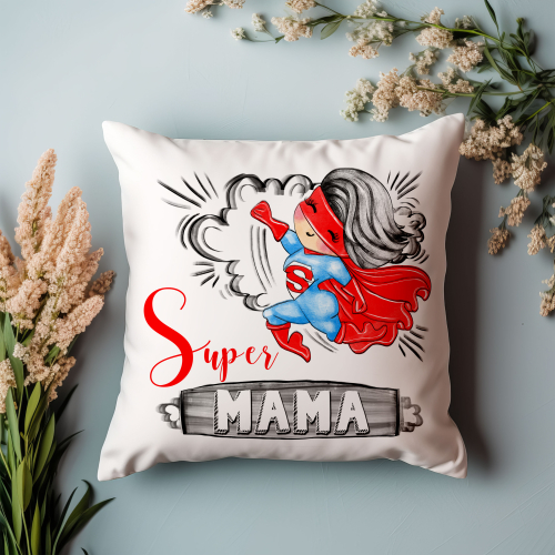 UPOMINEK PODUSZKA PREZENT ŚWIĘTO DLA MAMY TEŚCIOWEJ KOBIETA SUPER MAMA DZIEŃ MATKI ZABAWNE
