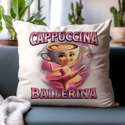 Poduszka Cappuccina Ballerina Italian Brainrot Viral Tiktok Prezent