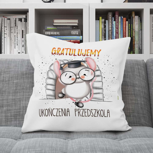 PODUSZKA PREZENT NA ZAKOŃCZENIE PRZEDSZKOLA ZWIERZĘTA MYSZKA GRATULACJE DZIECKO