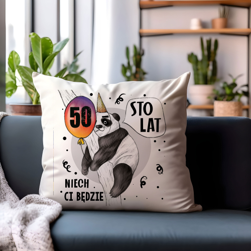 PODUSZKA PREZENT NA URODZINY PANDA PERSONALIZACJA DOWOLNY WIEK ZWIERZĘTA