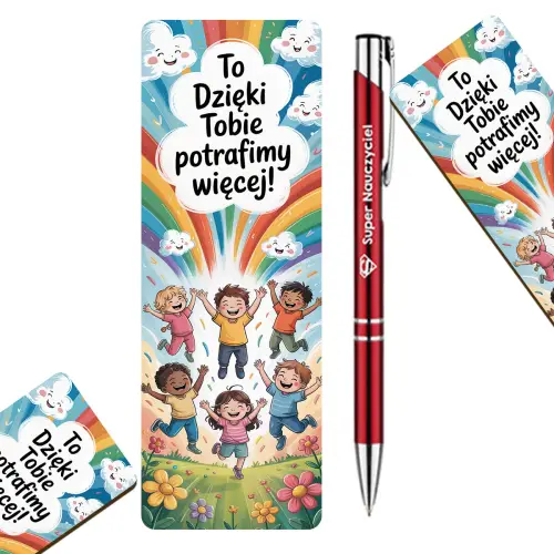 PREZENTY DLA NAUCZYCIELA - ZAKŁADKA Z DŁUGOPISEM DO KSIĄŻKI SZKOŁA PRZEDSZKOLE