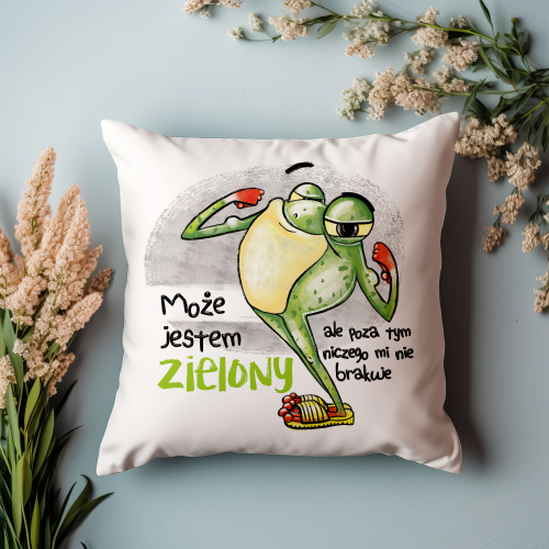 Poduszka Prezent Żaba JESTEM ZIELONY