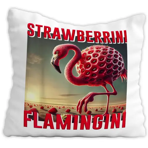 Poduszka Strawberrini Flamingini Italian Brainrot Viral Tiktok Prezent