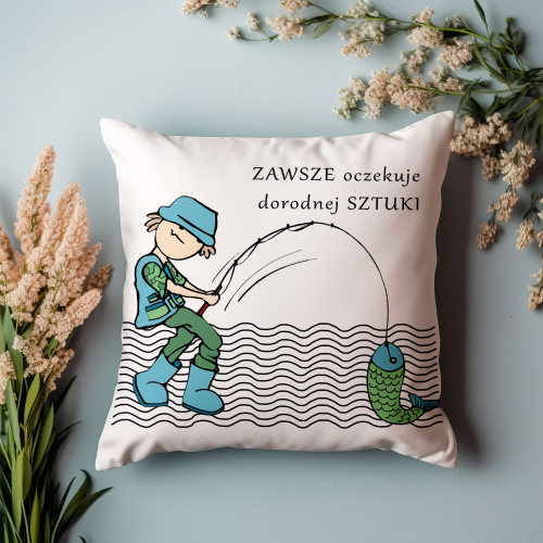 UPOMINEK PODUSZKA PREZENT ZAWÓD  RYBAK WĘDKARZ