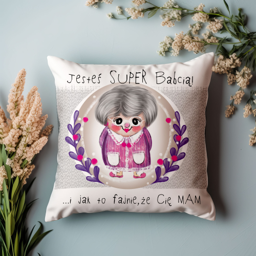 PODUSZKA JASIEK PREZENT DLA BABCI  JESTEŚ SUPER UPOMINEK