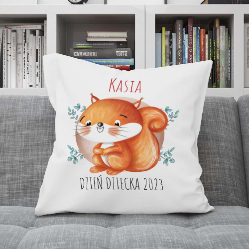 Poduszka Prezent DZIEŃ DZIECKA Wiewiórka IMIĘ
