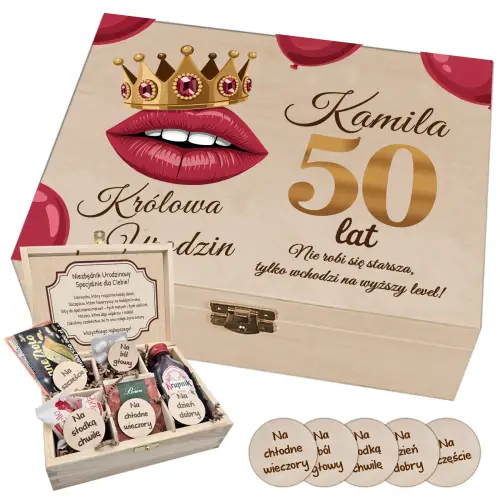 Niezbędnik Skrzynka Pudełko Urodzinowe PREZENT Urodziny BOX 18 30 40 50 80
