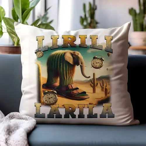 Poduszka Lirili Larila Cactus Elephant Italian Brainrot Viral Tiktok Prezent