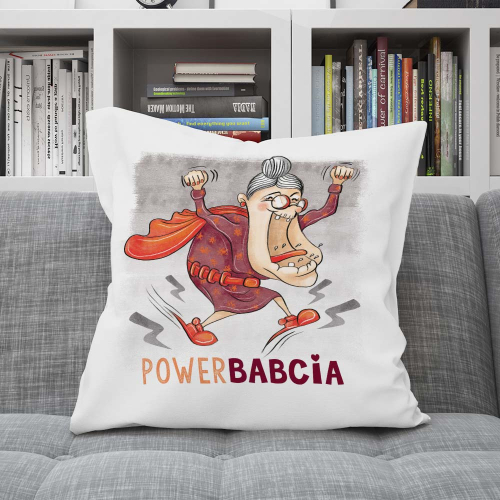 PODUSZKA ŚMIESZNY PREZENT JASIEKDZIEŃ BABCI POWER BABCIA