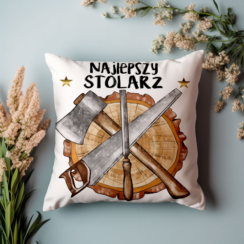 UPOMINEK PODUSZKA PREZENT ZAWÓD STOLARZ CIEŚLA PRACA