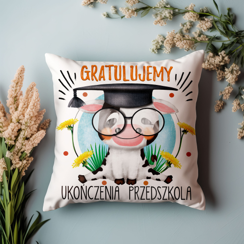 Poduszka Prezent Zakończenie Przedszkola Krówka