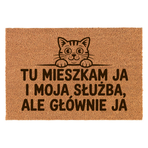 Wycieraczka Kokosowa Śmieszna 60x40Cm Prezent Tu Mieszka Kot I Jego Służba