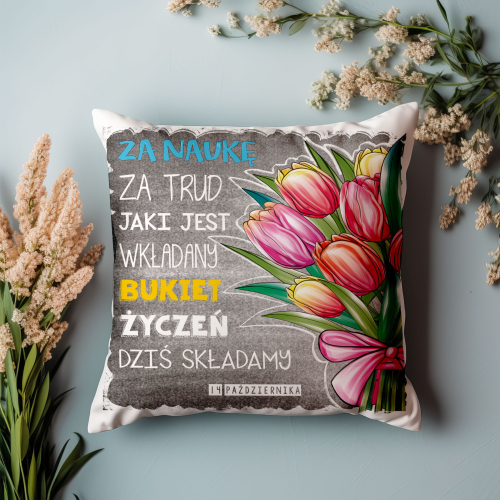 Poduszka Prezent DZIEŃ NAUCZYCIELA bukiet