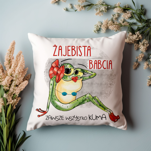 Poduszka Prezent Żaba ŻAJEBISTA BABCIA