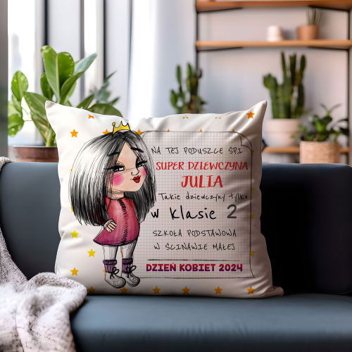 Poduszka Prezent Dzień Kobiet IMIĘ KLASA