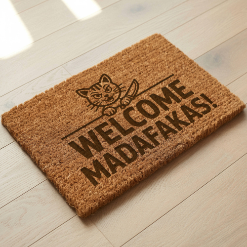 Śmieszna Wycieraczka Kokosowa Na Prezent Do Domu Welcome Madafakas Kot Nóż