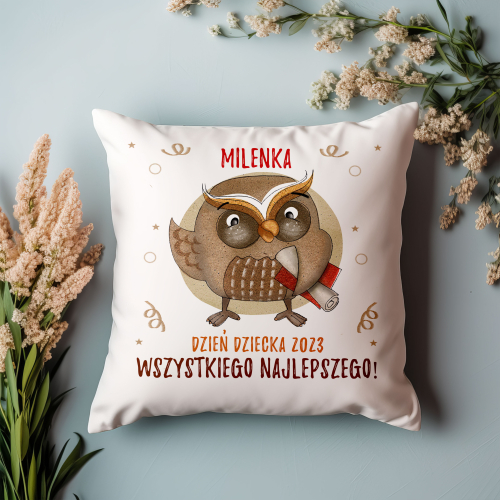 Poduszka Prezent DZIEŃ DZIECKA Sowa IMIĘ