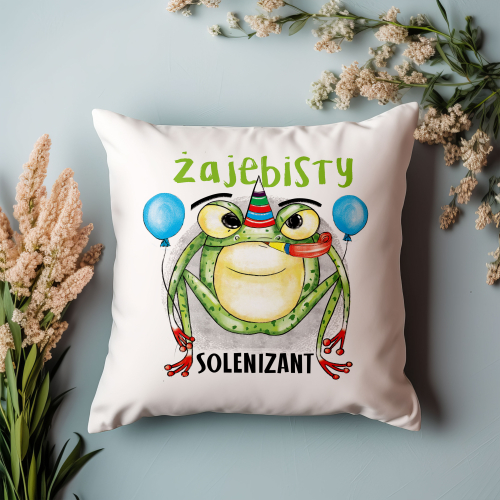 PODUSZKA PREZENT NA URODZINY ŻAJEBISTY SOLENIZANT ŻABA