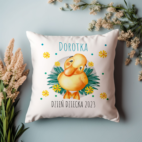 Poduszka Prezent DZIEŃ DZIECKA Kaczuszka IMIĘ