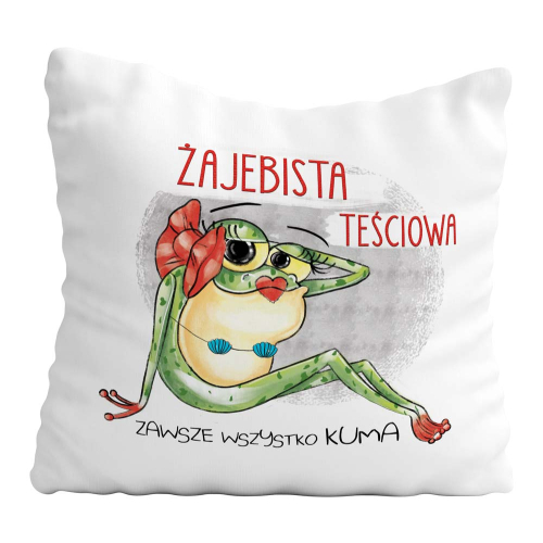 PODUSZNA ZABAWNY PREZENT DLA MAMY TEŚCIOWEJ URODZINY IMIENINY ŻABA UPOMINEK PAMIĄTKA