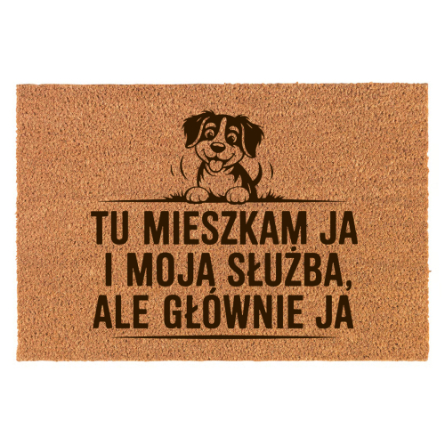 Wycieraczka Kokosowa Śmieszna 60x40Cm Prezent Tu Mieszka Pies I Jego Służba
