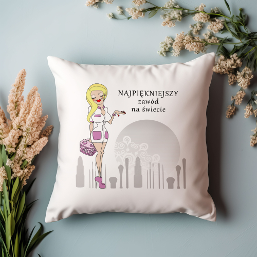 UPOMINEK PODUSZKA PREZENT ZAWÓD KOBIETA KOSMETYCZKA MANICURZYSTKA