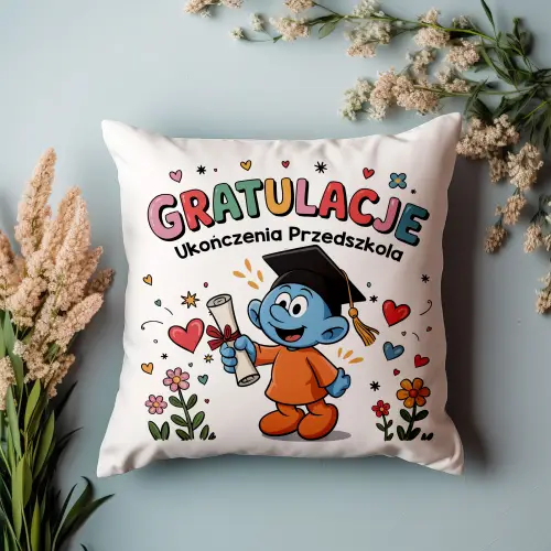 PODUSZKA PREZENT KONIEC ROKU ŻŁOBEK PRZEDSZKOLE SMERF UPOMINEK DLA DZIECKA