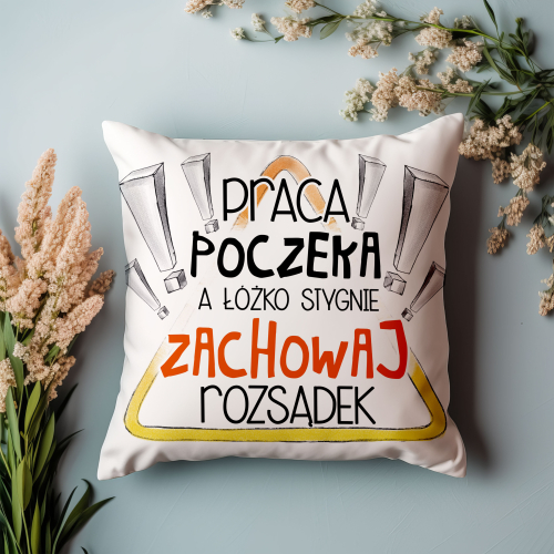 PPODUSZKA ŚMIESZNY PREZENT PRACA POCZEKA - ŁÓŻKO STYGNIE