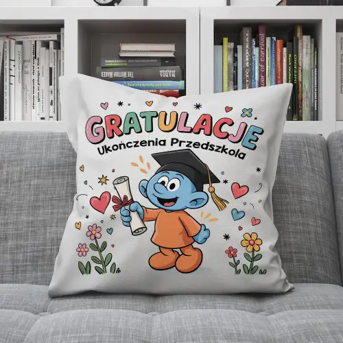 PODUSZKA PREZENT KONIEC ROKU ŻŁOBEK PRZEDSZKOLE SMERF UPOMINEK DLA DZIECKA