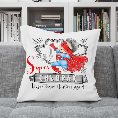 Poduszka Prezent Dzień Chłopaka SUPERBOHATER Przyjaciel